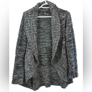 Gray Cardigan Sweater with Shawl Collar